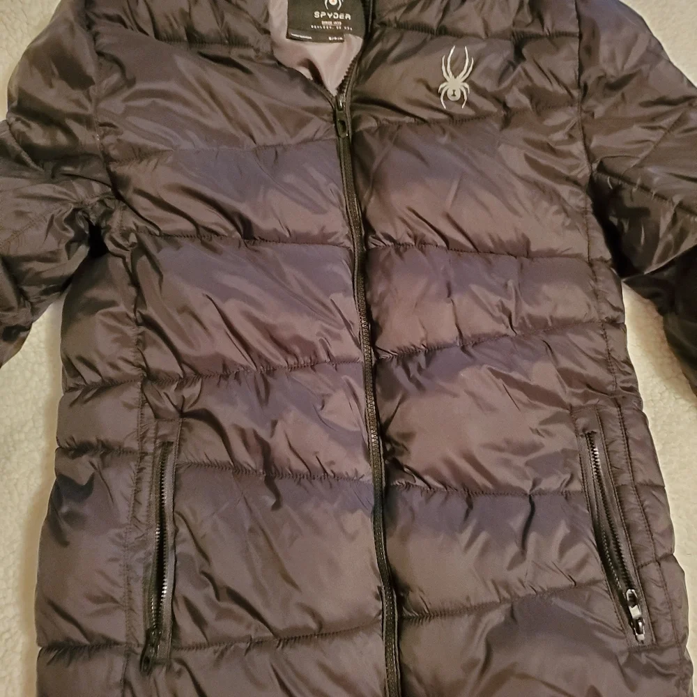 Mens Spyder Puffer Jacket with hood. Size Small.  Black.   In good condition. - Picture 4 of 7
